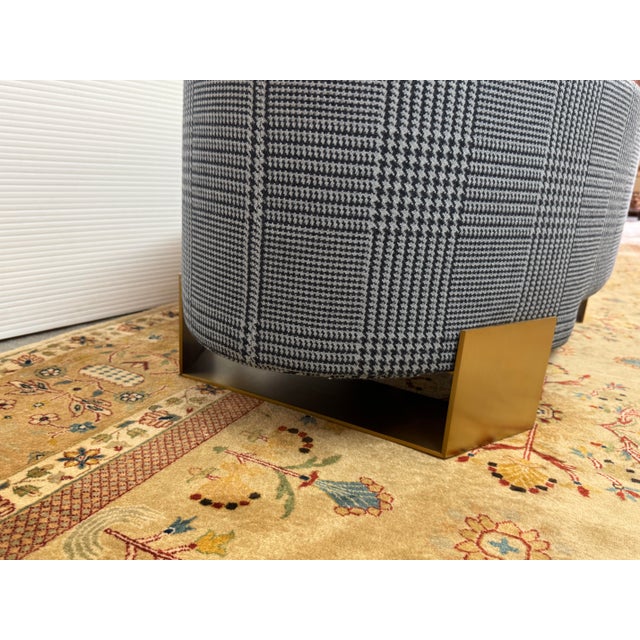 Metal Jay Jeffers Design Glen Plaid Ottoman For Sale - Image 7 of 12
