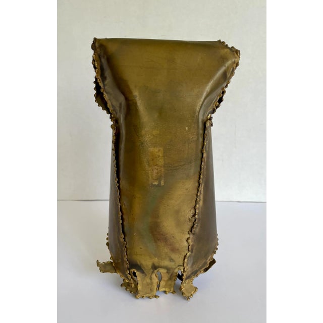 1960's Brutalist Torch Cut Brass Metal Figurative Owl For Sale - Image 9 of 12