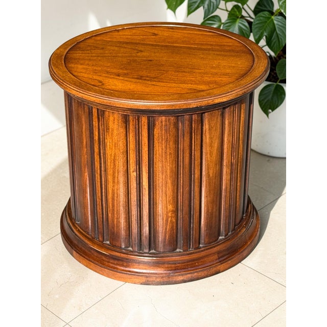 Brandt Vintage Brandt Diplomat Drum Table Mahogany Round End Table-Storage-Side-Accent For Sale - Image 4 of 12