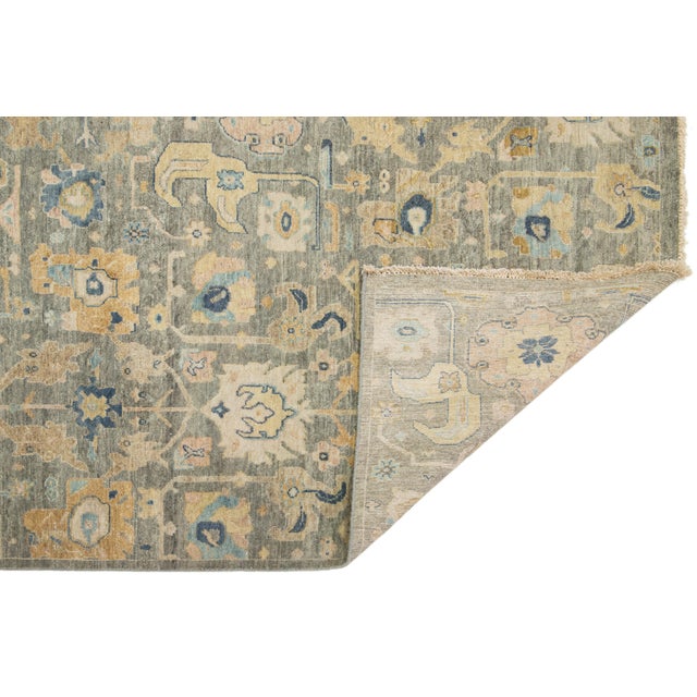 Modern Artisan Collection Indian Wool Rug in Gray With Allover Design For Sale - Image 4 of 9