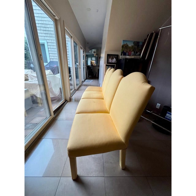 Textile Set of 4 Fully Upholstered Camel Back Parsons Chairs- Charles Stewart Company For Sale - Image 7 of 16