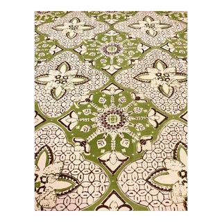 China Seas: New Batik 6430-06 Green Linen Designer Fabric - 4.5 Yards For Sale