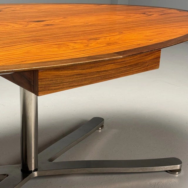 Pace, Mid-Century Modern, Writing Desk, Exotic Wood, Chrome, American, 20th C For Sale - Image 9 of 10