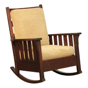 Gustav Stickley Antique Mission Oak Slatted Rocking Chair
