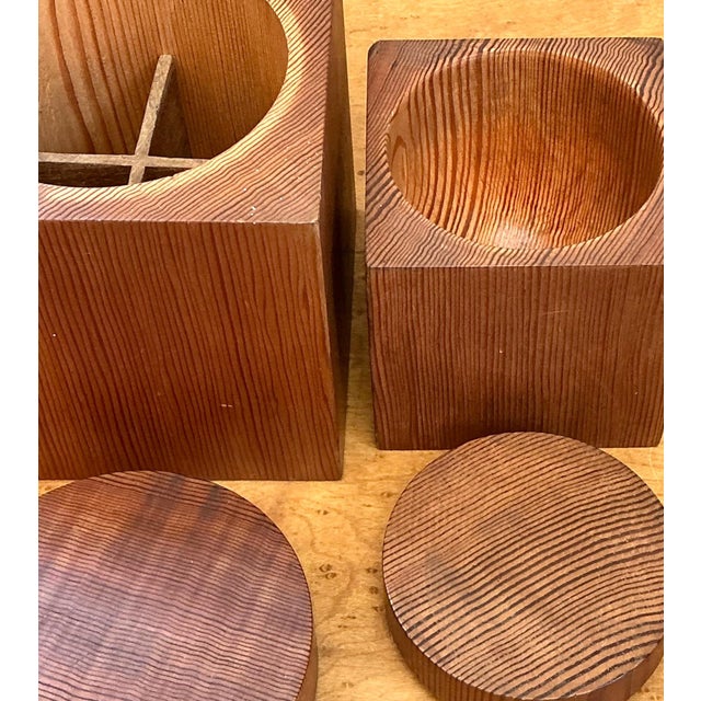 Vintage Square Wood Storage Boxes - Set of 2 For Sale - Image 10 of 12