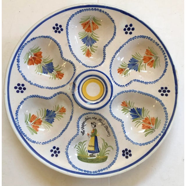 Quimper Brittany Faience Majolica French Oyster Plate For Sale In San Francisco - Image 6 of 6