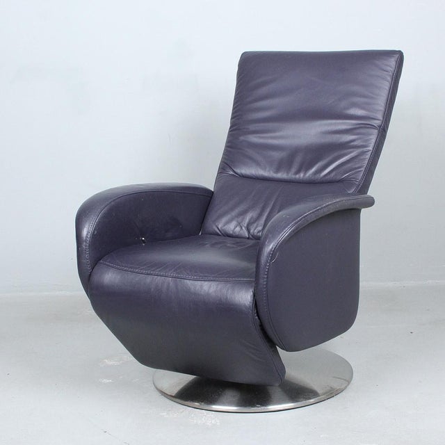Adjustable Reclining Relax Chair in Purple Leather with Stainless Steel Frame For Sale - Image 5 of 11