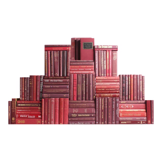 Decorative Books - Bordeaux Book Wall - Set of 100 Red Books For Sale