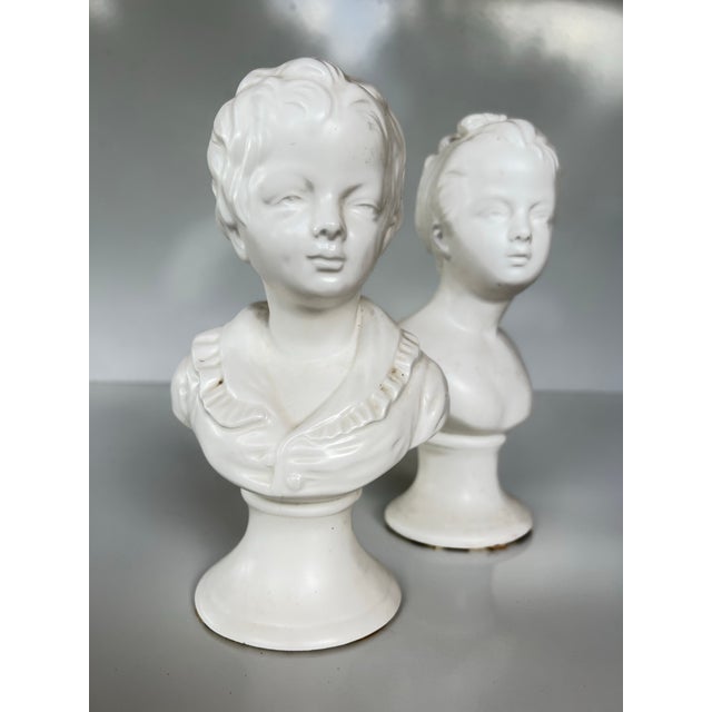 Pair of vintage, iconic boy and girl busts. French, Victorian or shabby chic style. Probably Napco Porcelain , Made in Japan.