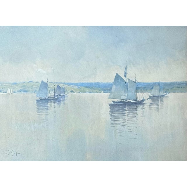 English Hezekiah Anthony Dyer (1872-1943) Gouache Watercolor Seascape, Framed For Sale - Image 3 of 10