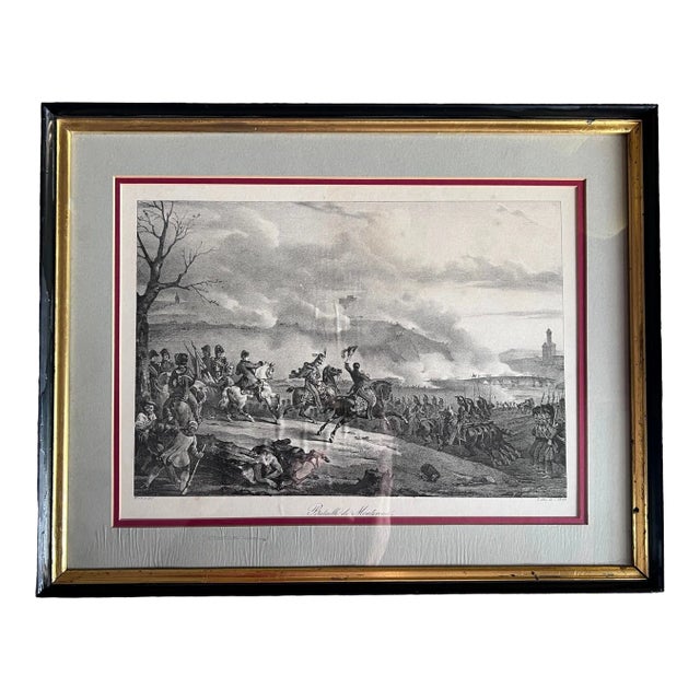1920s Framed Battle of Montereau France Framed Lithograph Litho De C. Molte Walhier Del For Sale