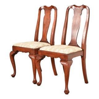 Henkel Harris Queen Anne Solid Cherry Wood Side Chairs or Dining Chairs | Pair For Sale