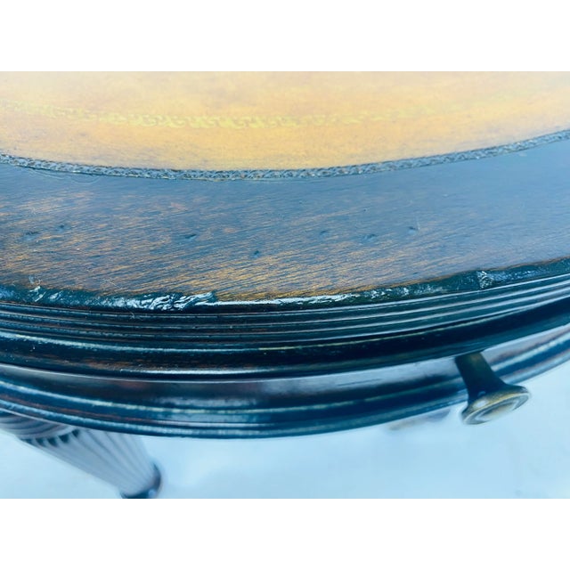 Brown Lillian August Embossed Leather Topped Side Table. For Sale - Image 8 of 11