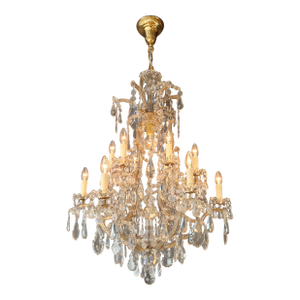 Antique Crystal Chandelier Maria Theresa Style 18th Century Faceted Light Effect