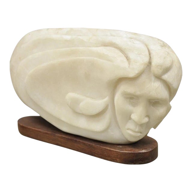 Vintage Bud Miller 1989 Native American Carved Alabaster Double Sided Sculpture For Sale