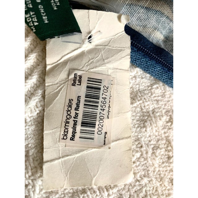 Pair Vintage Lauren Ralph Lauren Decorative Pillow Landing Damask Blue Scroll Design 18” X 18” For Sale - Image 9 of 12