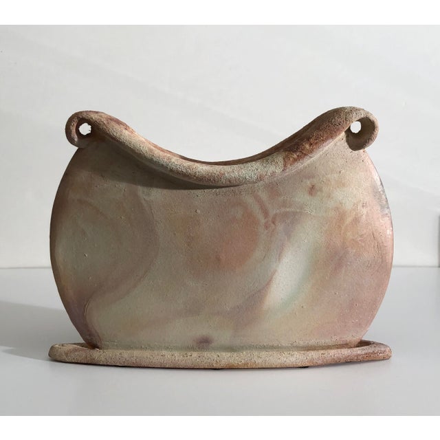 Tuscan Style Salt Glaze Ceramic Vase, Artist Signed For Sale - Image 9 of 9