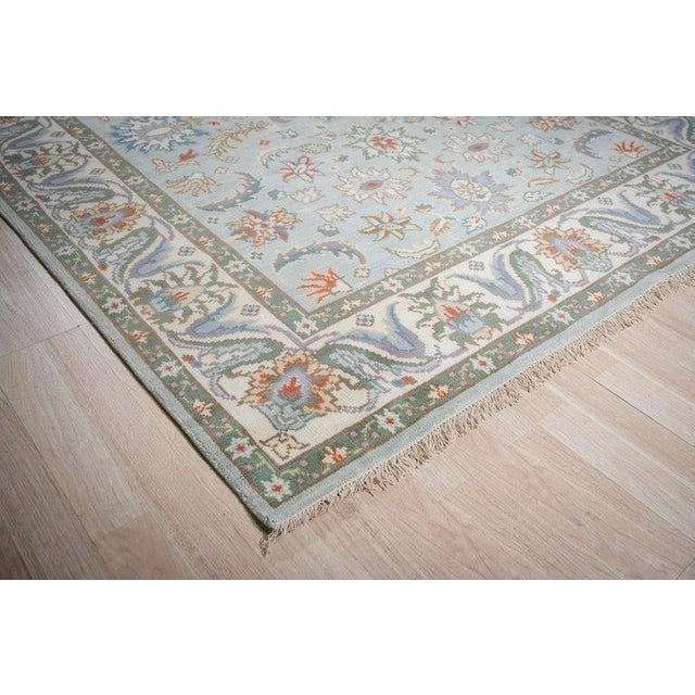 8x10 Hand-Knotted Wool Floral Sky Blue Classic Traditional Modern Carpet Rug For Sale In New York - Image 6 of 8