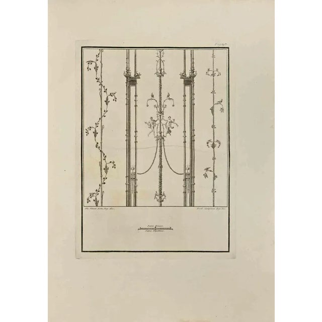 Decorative Roman Fresco from "Antiquities of Herculaneum" is an etching on paper realized by Ferdinando Campana in the...