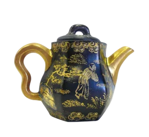 Chinese Black & Gold Zisha Clay Teapot