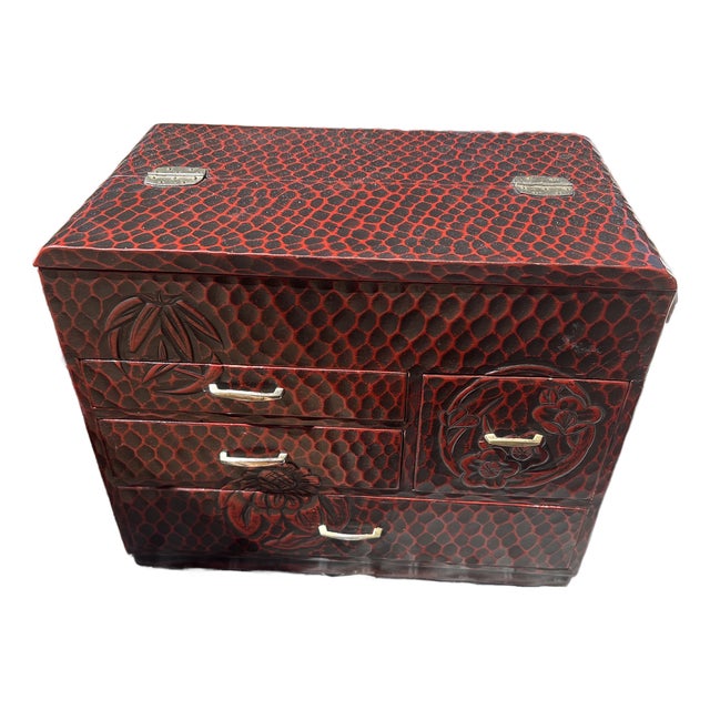 Vintage Japanese Kamakura-Bori Sewing Box Showa Period 1926-1989 For Sale