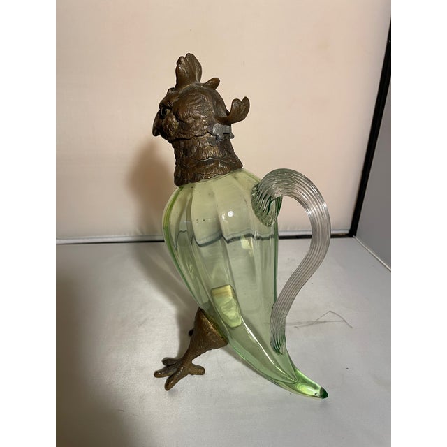 Antique Cockatoo-Shaped Glass and Gilt Bronze Decanter Jug, England, 1900s For Sale - Image 12 of 16