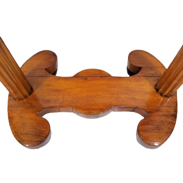 19th C Austrian / German Carved Column Biedermeier Oval Library Desk For Sale - Image 15 of 18