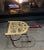 Early 19th century fireplace trivet, kettle warming stand, - solid brass and iron, - turned wood handle, - reticulated...