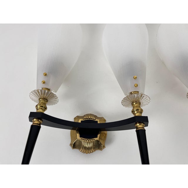 Brass and Plexiglass Wall Lamps by Maison Arlus, 1960, France - A Pair For Sale - Image 9 of 13