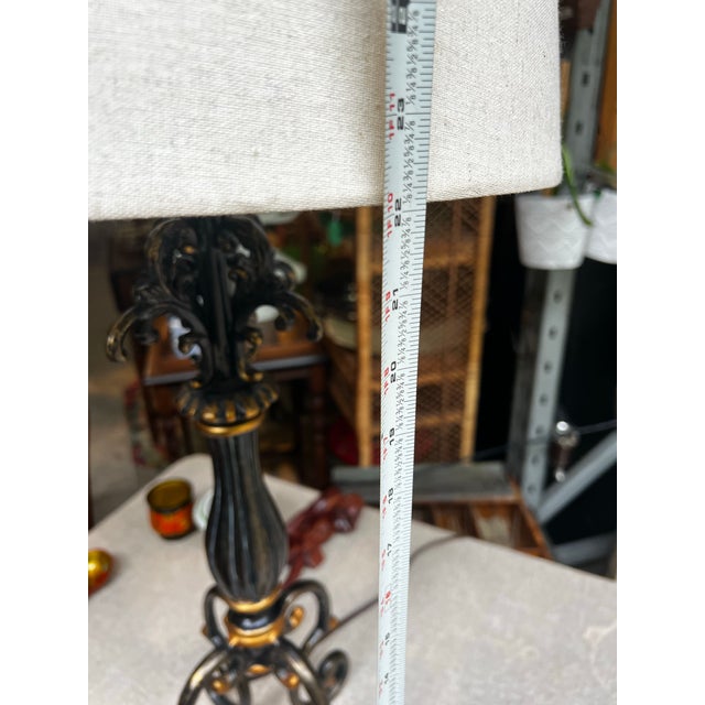 Vintage Metal Work Detailed Table Lamp For Sale - Image 4 of 5