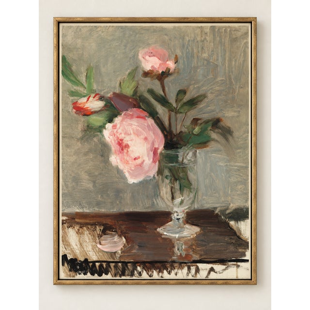 This vintage pink peony floral art print by Berthe Morisot brings the graceful beauty of French Impressionism to a living...