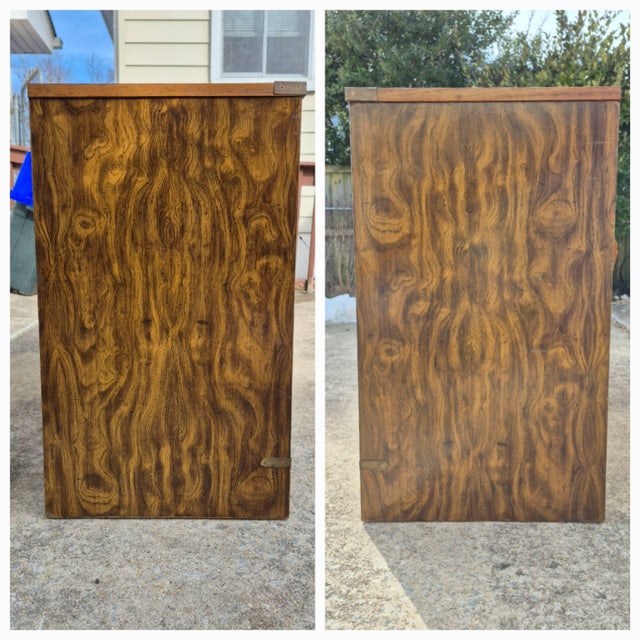 1970s 1970s Campaign Style Laminate 9-Drawer Dresser W/ Brass Hardware For Sale - Image 5 of 9