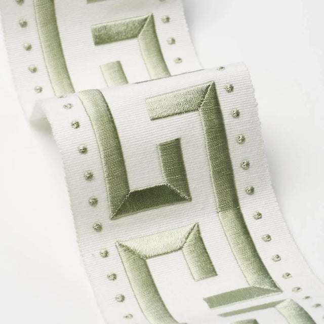 Contemporary SAMPLE - Schumacher X Paloma Contreras Margo Fret Trim In Celadon For Sale - Image 3 of 4
