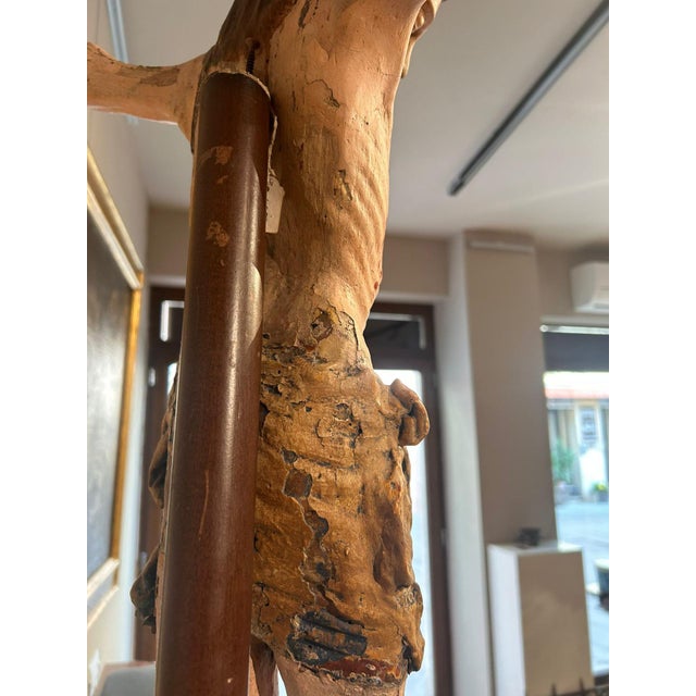 Gold Carved Wooden Christ with Original Polychromy For Sale - Image 8 of 11