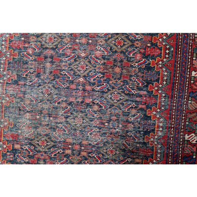 Navy Blue 1920s, Antique 1920s Persian Hamadan Rug, Distressed Herati, 4 X 6 For Sale - Image 8 of 13