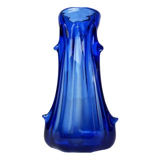 Italian Hand-Blown Cobalt Blue Murano Art Glass Vase, 1960 For Sale