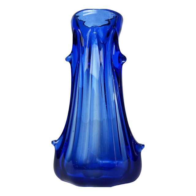 Italian Hand-Blown Cobalt Blue Murano Art Glass Vase, 1960 For Sale