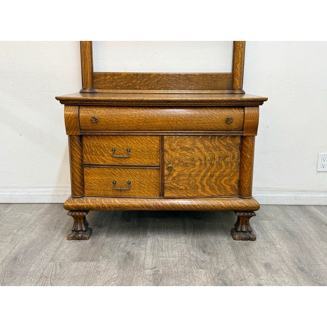 Wood Vintage Quarter Saw Oak Cabinet For Sale - Image 7 of 11