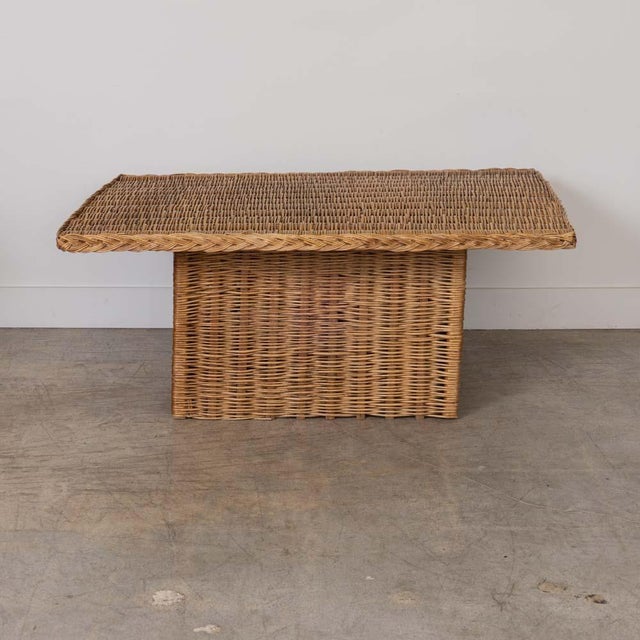French 1960s Large French Wicker Coffee Table For Sale - Image 3 of 12