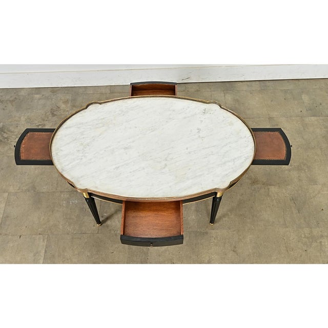 French 20th Century Louis XVI Style Ebonized Oval Coffee Table For Sale - Image 10 of 13