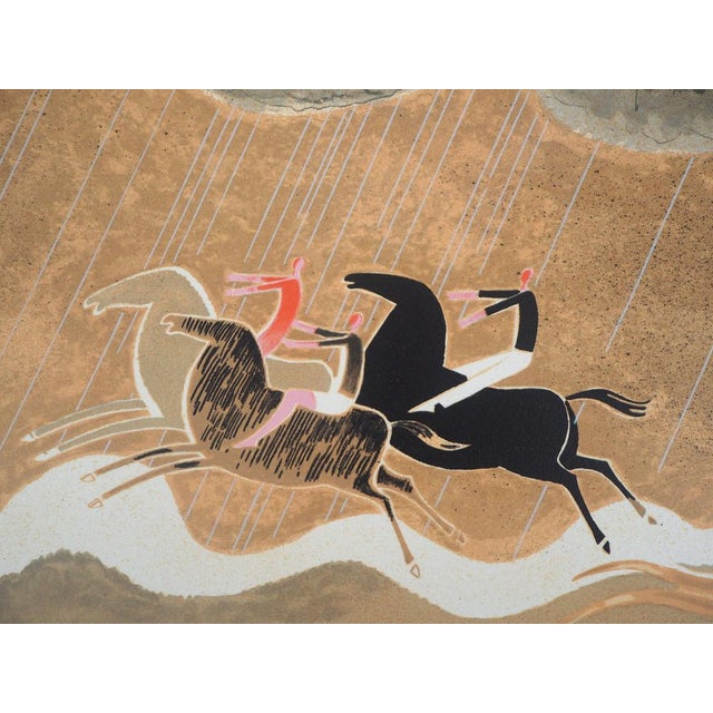 Albert Zavaro, Les chevaux dans la houle, Lithograph For Sale - Image 4 of 8