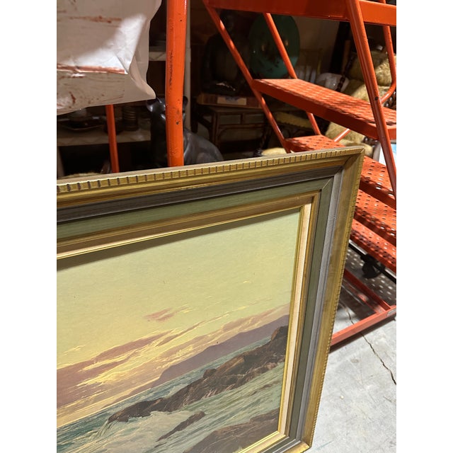 Nautical 1970s Large Seascape Ocean Print in Gold Frame For Sale - Image 3 of 8
