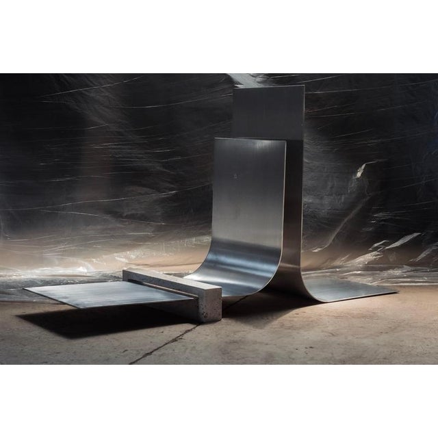 Collision 3.0 floor lamp in solid aluminum & travertine by d´ark atelier limited edition of 10 pieces dimensions: d 35 x w...