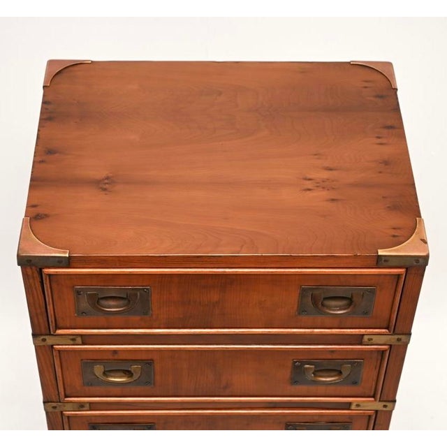 Antique Yew Wood Military Campaign Chest of Drawers, 1950 For Sale - Image 6 of 11