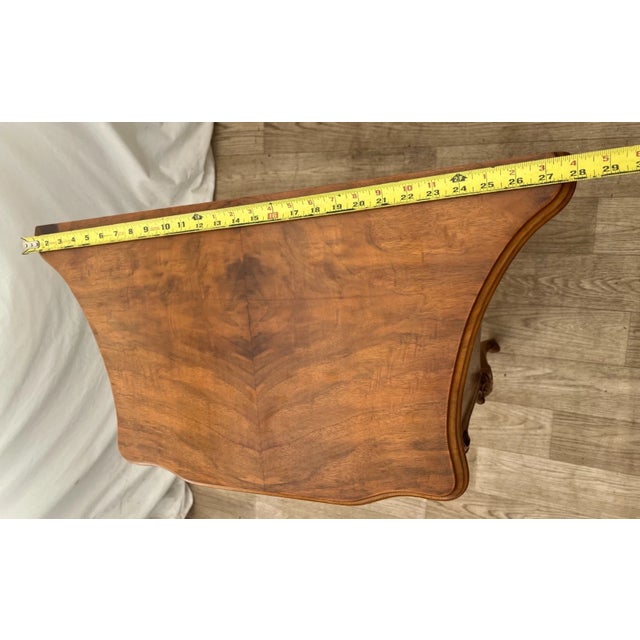 Vintage French Cabinet Side Table Hidden Bar Storage Solid Walnut Hand Carved For Sale - Image 10 of 11