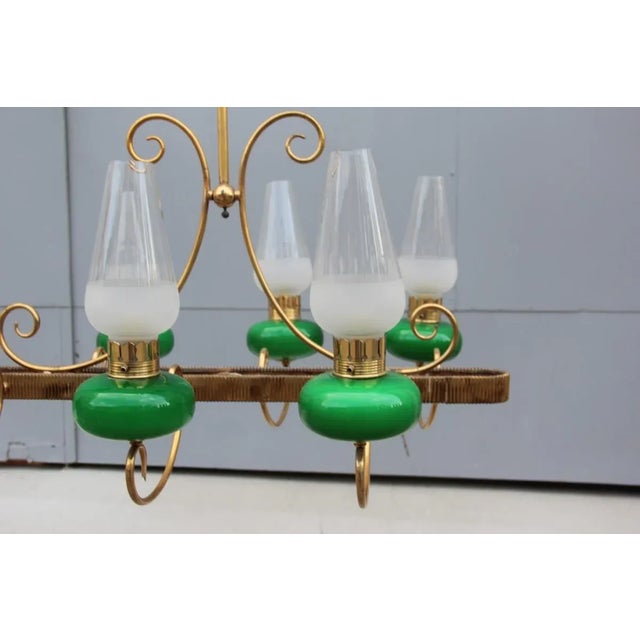 Metal Mid-Century Italian Brass Chandelier, 1950s For Sale - Image 7 of 12