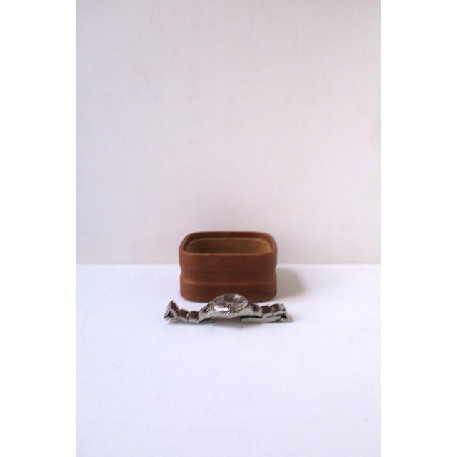 Brown Leather Suede Jewelry Catchall For Sale - Image 8 of 11