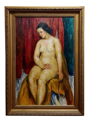 Bernard Glasgow -1935 Seated Nude Woman -Oil Painting