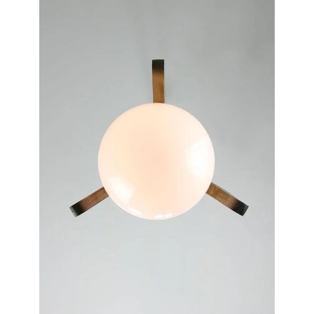 Wood Mid-Century Scandinavian Chrome & Opaline Pendant Lamp, 1960s For Sale - Image 7 of 13