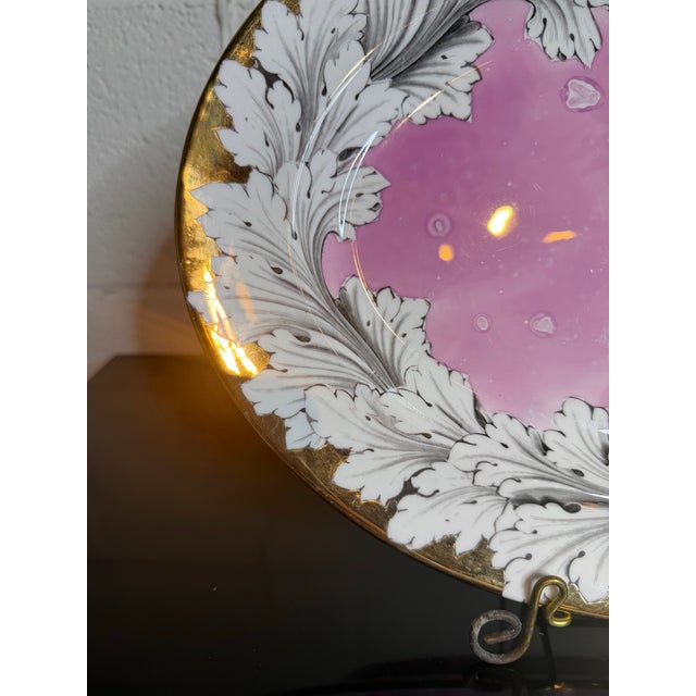 Late 20th Century Vintage Fornasetti Style Pink Splatter Luster Platter For Sale - Image 5 of 7